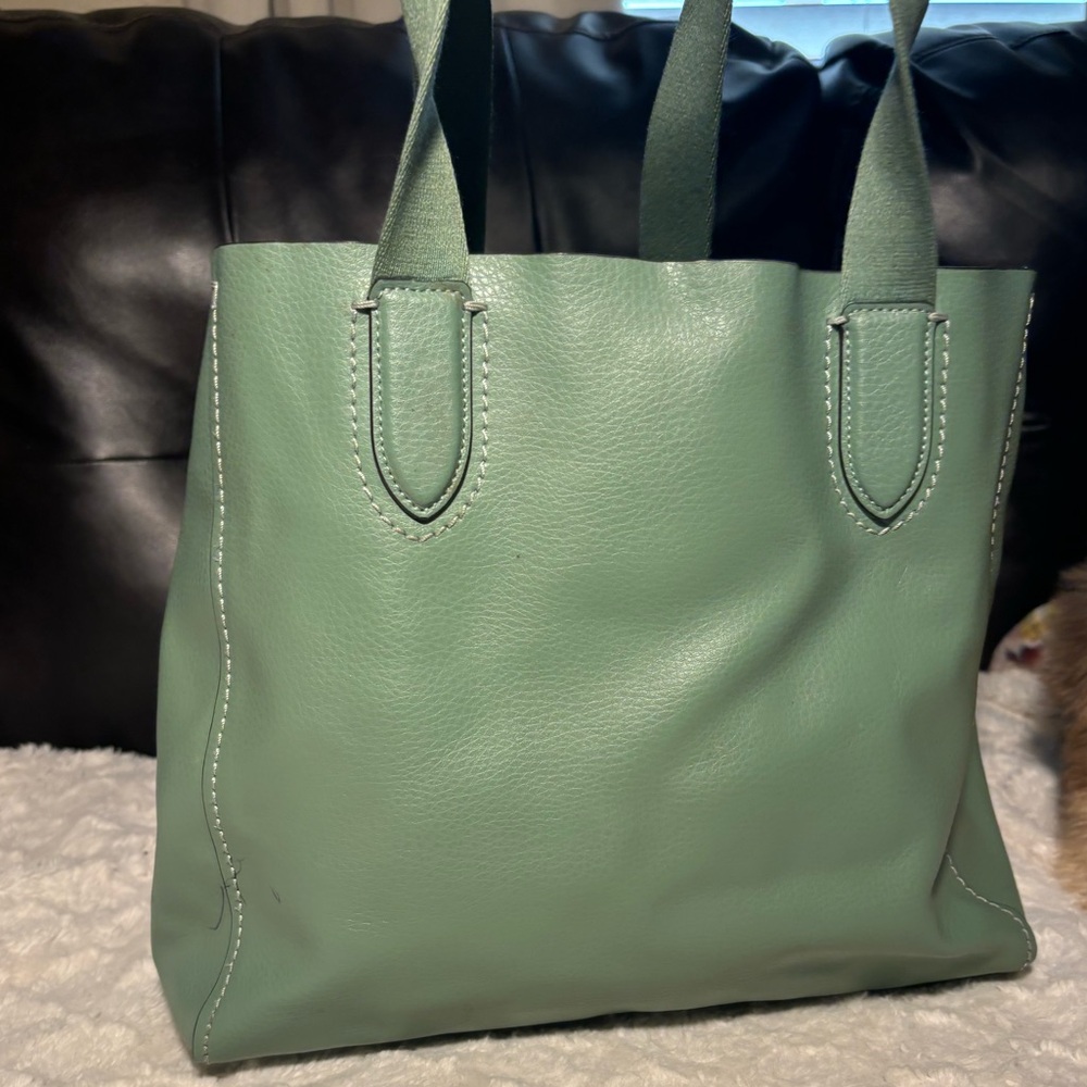 Warm green coach tote